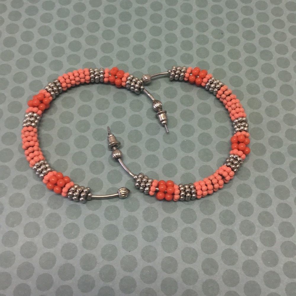 Orange Beaded Earrings 